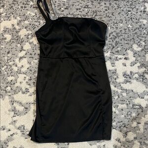 Homecoming/ Formal Dress Sequin Hearts One Shoulder Black Dress